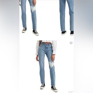 Levi’s 501 heart patch jeans, size 27, tts, like new!